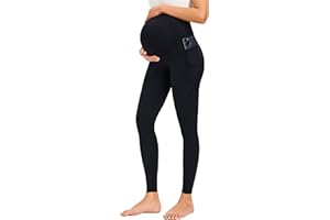 JOYSPELS Smooth Feeling Maternity Leggings Over The Belly with Pockets Workout Pregnancy Pants