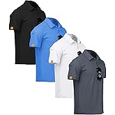 ZITY 4 Pack Mens Polo Shirt Short Sleeve Sports Golf Tennis T-Shirt Athletic Collared Tactical Shirts