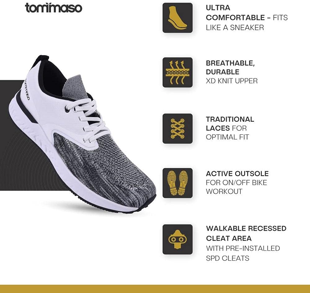  | Tommaso Capri Knit Women's Walkable, SPD Compatible, Indoor Cycling Shoe and Bundle, White, Grey, Black, Pink | Athletic