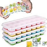 Easy Release Ice Cube Trays with Lids (4 Pack) – Flexible 14-Cube Silicone Ice Tray for Freezer, BPA Free & LFGB Certified, S