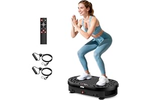 HTM Vibration Plate Exercise Machine with 120 Speed Levels, 9 Program Modes and Remote Control - 15 Min Timer, 300 lbs Capacity for Full Body Workout, Lymphatic Drainage, Weight Loss and Toning