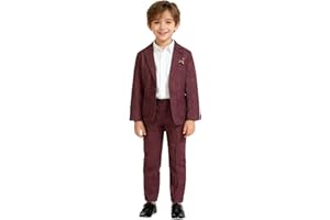 LOLANTA Kids Boys Plaid Suit Fashion Blazer Pants Set 2 Piece Formal Wear Outfit for Wedding