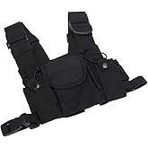 Radio Shoulder Holster Chest Harness Holder Vest, Walkie-Talkie Double Chest Harness Front Pack Pouch for Firefighting and Military