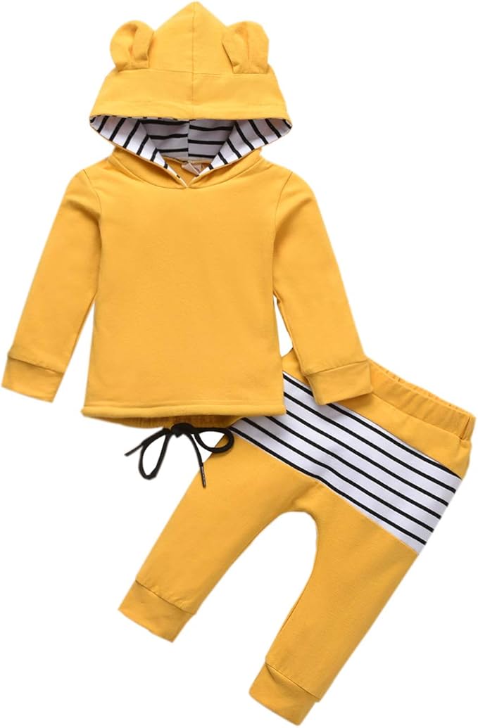Newborn Toddler Baby Boy Girl Solid Hoodies Pullover Bear