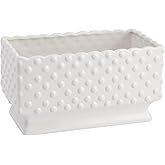 Creative Co-Op White Hobnail Rectangle Ceramic Planter