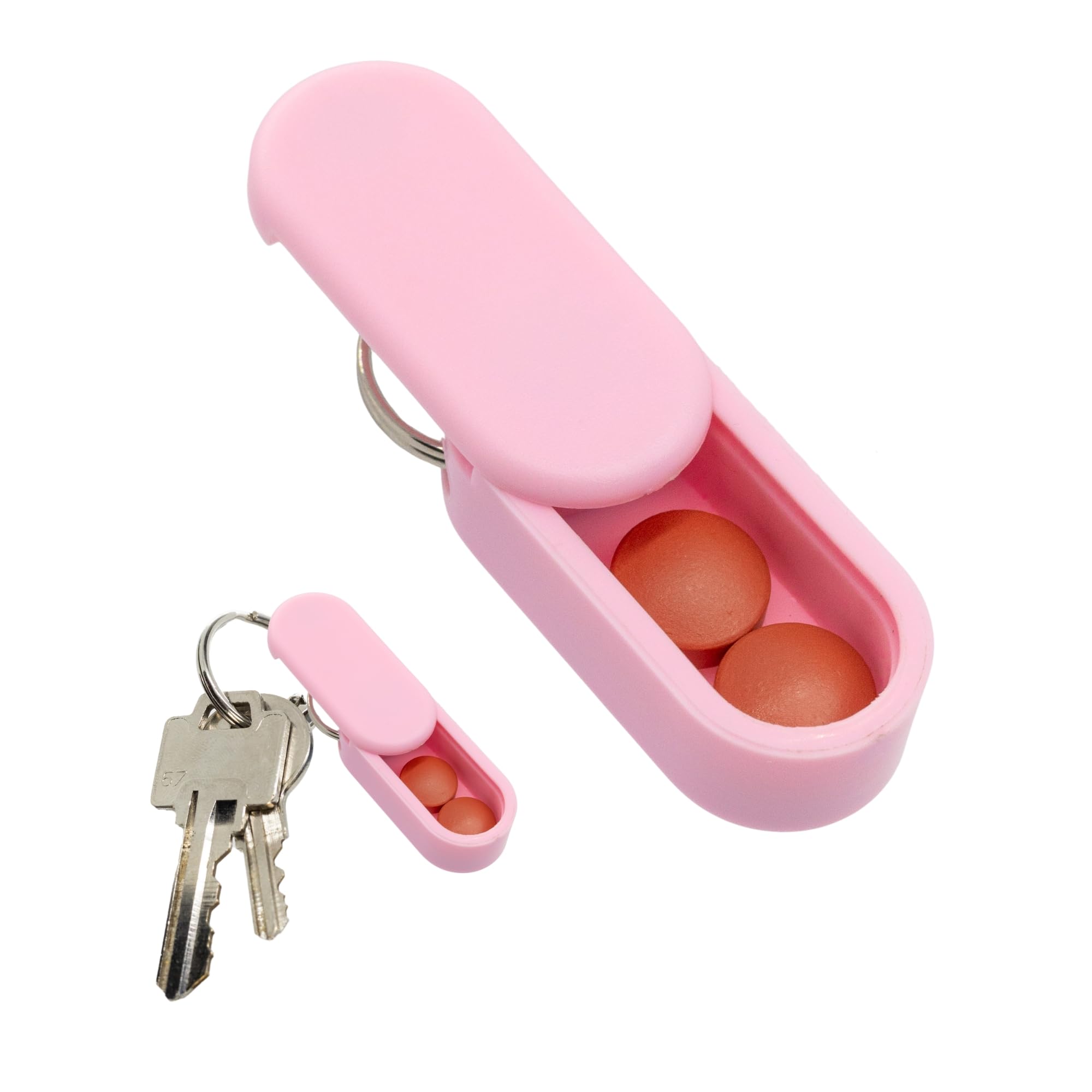 Photo 1 of Pill Pod Keychain Pill Holder Single Pack – Lightweight Magnetic Pill Organizer for Daily Medication Storage, Portable Micro Pill Case for Travel, Durable and Discreet (Blush)