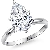 Gem Stone King 14K White Gold 12X8MM Pear Shape Gemstone Birthstone Solitaire Engagement Ring | Wedding Anniversary Promise Gold Ring For Women | Available In Size 5, 6, 7, 8, 9