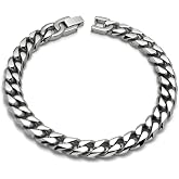 Italian Cut Men's Titanium 10MM Curb Link Bracelet (Length 7" - 10")