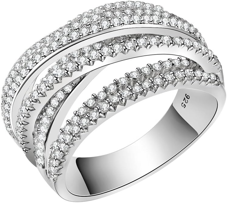 Lavencious 925 Sterling Silver Statement Ring Intertwined Wide Band Crossover Design Crisscross