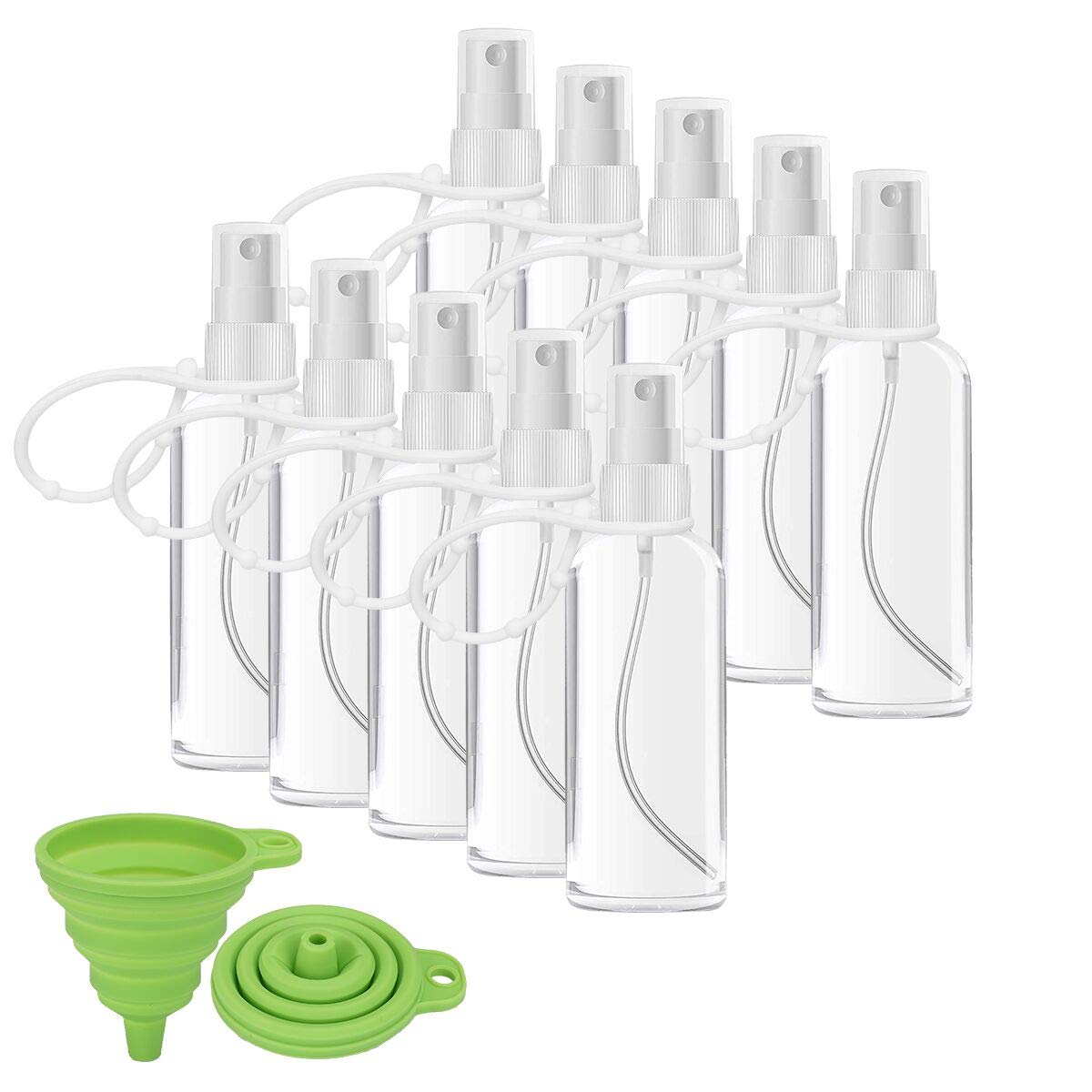 Crenics Plastic Clear Spray Bottles 10PCS Portable Empty with Keychain Fine Mist Sprayer Leakproof TSA Approved Cosmetic Atomizer Liquid Refillable Spray Travel Bottles(3.4oz/100ml)