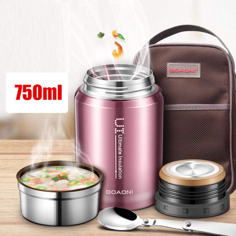 Boaoni 750Ml Thermos Food Jar Vacuum Insulated Stainless Steel Thermal Kitchen Lunch Box Keep Heat Containers With Folding Spoon