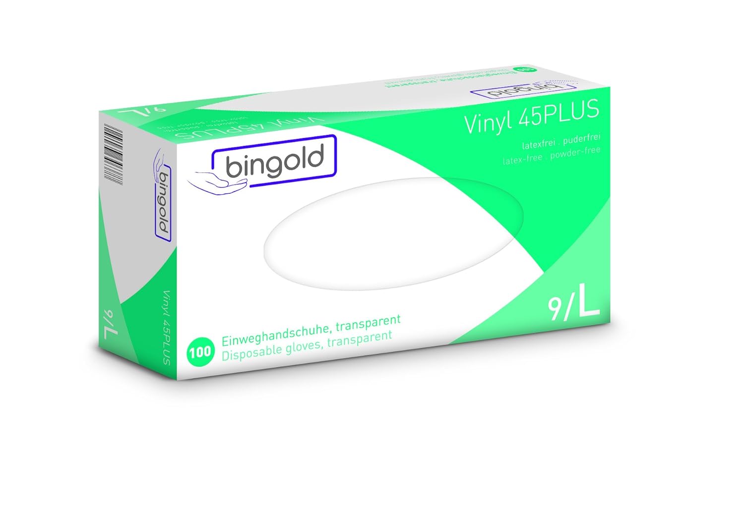 Einmalhandschuhe Vinyl 45PLUS transparent, Größe L, 100-er Pack