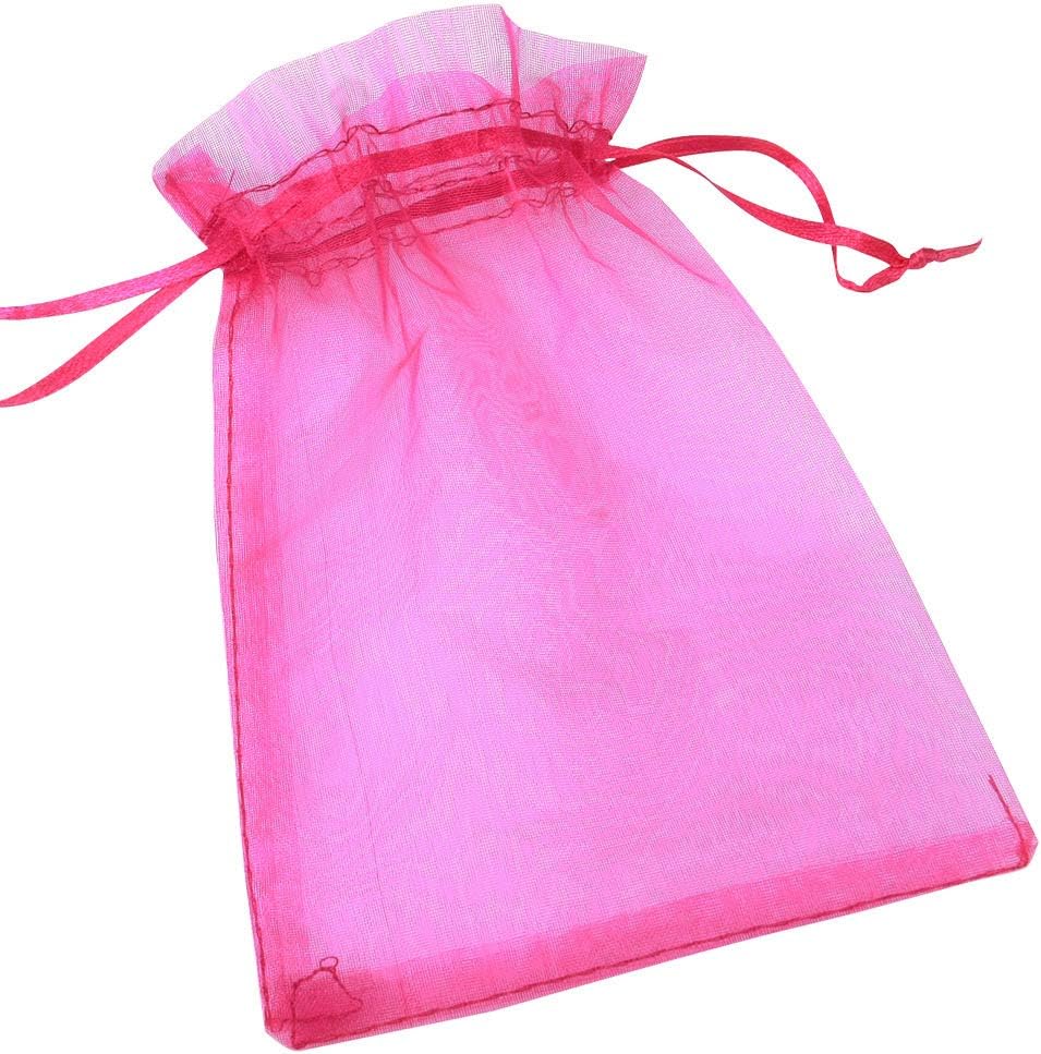 Wocharm(TM) 50 pcs Organza Wedding Favor Gift Bags Jewellery Pouch Candy Bag 7*9cm (hot pink)