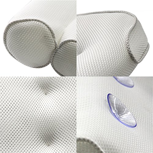 S WIDEN ELECTRIC 3D Mesh Bathroom Bathtub Pillow,Resilient and Breathable,with Suction Cup Backrest and Headrest Bath Cushion