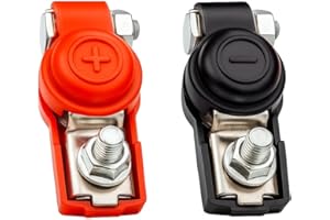 MGI SpeedWare 12v Automotive Battery Terminal Connectors with Cover, Red + Black Pair