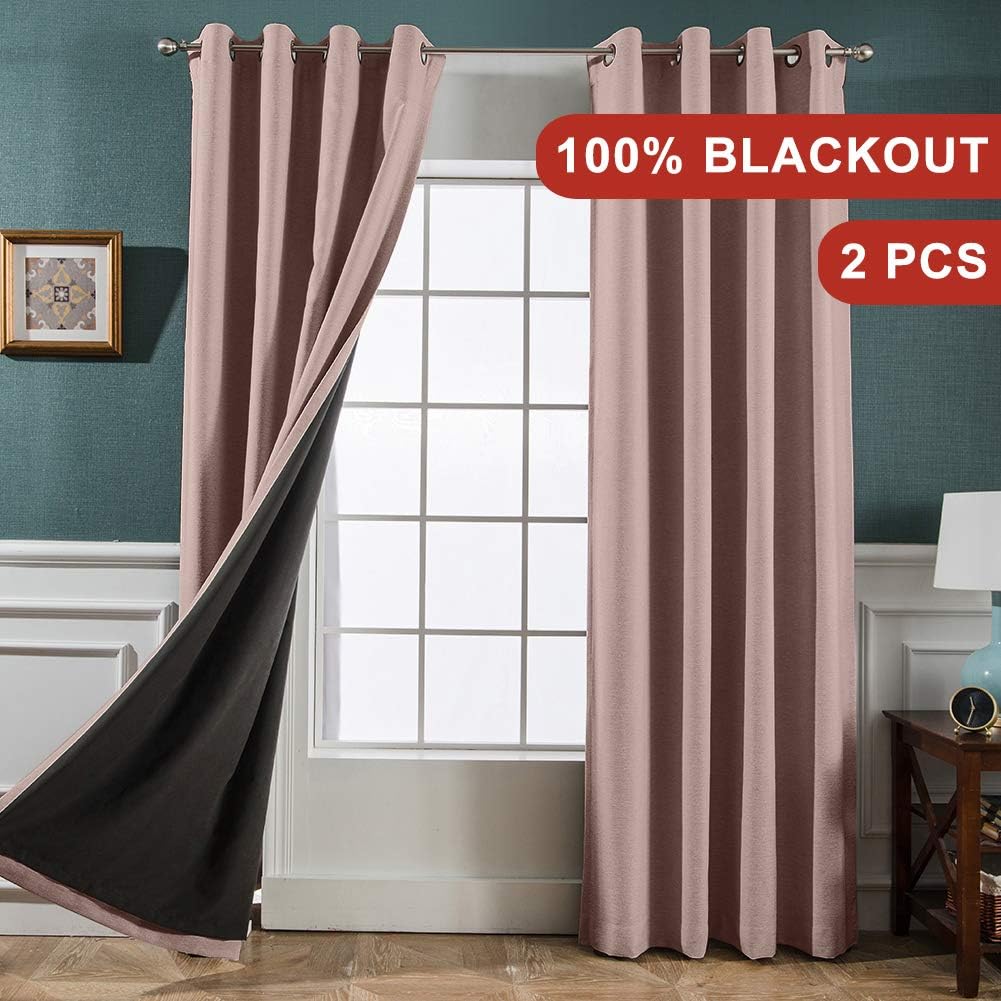 Amazon Com Melodieux 100 Blackout Textured Curtains For Bedroom