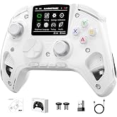 Voacle RG G01 Interactive Screen Wireless Gaming Controller Compatible with PC/Steam/Linux/Android/Switch/IOS 2.4G Wireless Bluetooth Controller Gamepad Hall Effect Triggers(White)