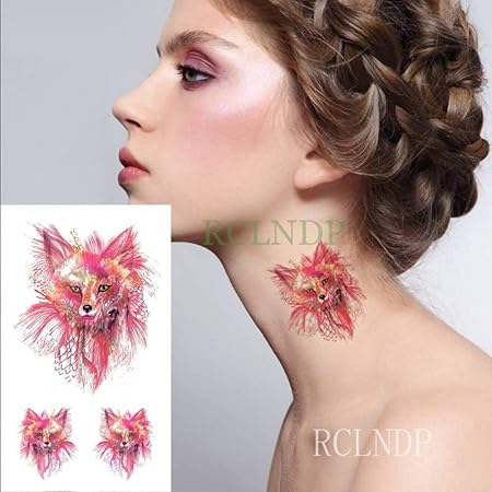 Tzxdbh 3pcs étanche Autocollant De Loup Loup Tatouage Cou De