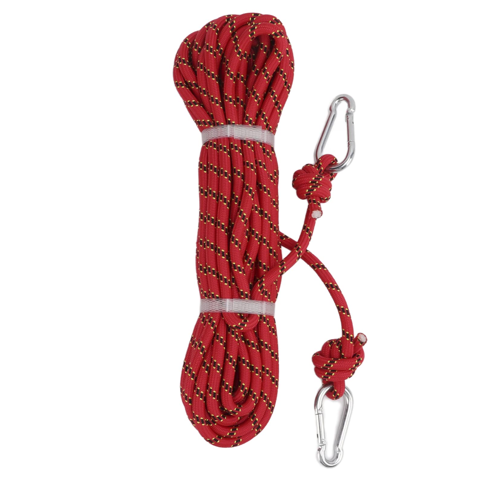 Red 10mm 15m Length Rock Climbing Rope, Bearing Capacity Red for Camping Hiking for Outdoor Sport, Reusable Soft Rope
