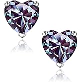 SMILEST Gifts for Her - 925 Sterling Silver Birthstone Earrings Dainty Heart Earrings Anniversary Birthday Gifts for Women Mom Wife Girlfriend Daughter