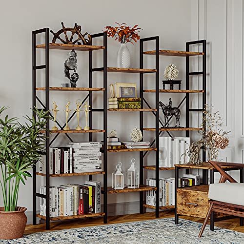 IRONCK Bookcases and Bookshelves Triple Wide 5 Tiers Industrial