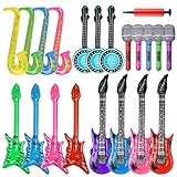 20 Pieces Inflatable Toy Set Inflatable Electric Guitar Saxophone Microphone Pipa Toy for 80's 90's Themed Party ,kids Birthday Decor,Coachella Valley Music Festival,Karaoke Party,Rock and Roll Party Favors