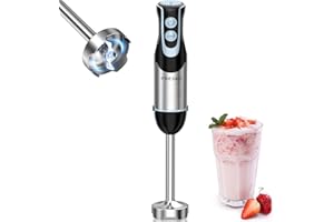 FRESKO Immersion Blender 500 Watt 12 Speed & Turbo Mode, 304 Stainless Steel Blades Hand Blender Perfect for Smoothies, Puree, Baby Food & Soup (HB3301)