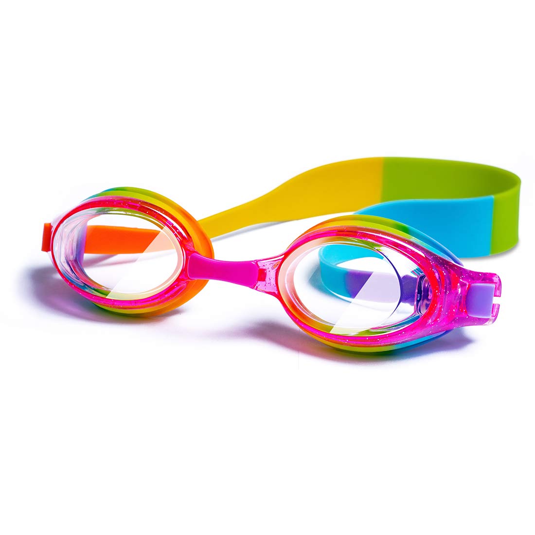 iToobe Swim Goggles, Anti-Fog Leak Proof Kids Swimming Goggles Flexible Nose Bridge Wide View Swim Glasses with Portable Case for Children Teens Girls