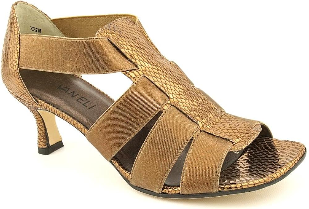 Amazon.com | Vaneli Marcylia Narrow Open Toe Dress Sandals Shoes Bronze Womens | Sandals