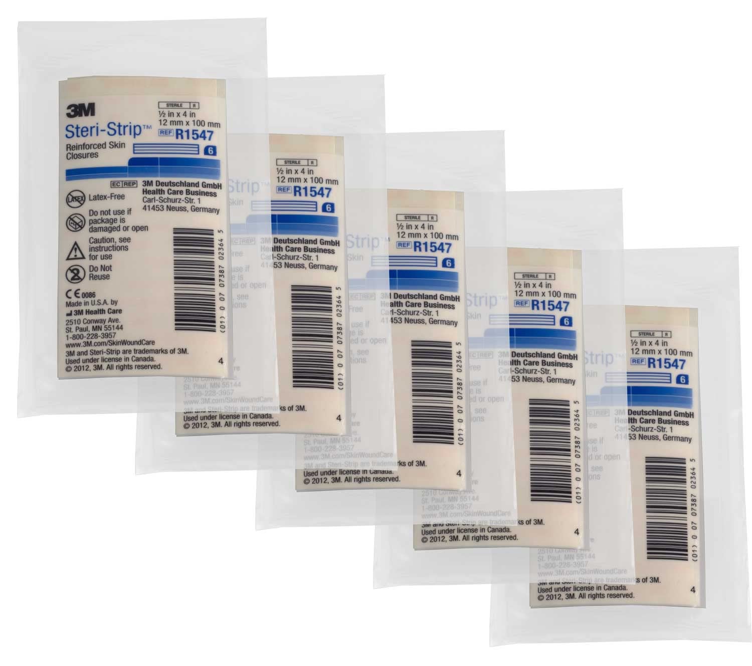 3M Steri-Strip Reinforced Skin Closures, 12mm x 100mm, Pack of 5