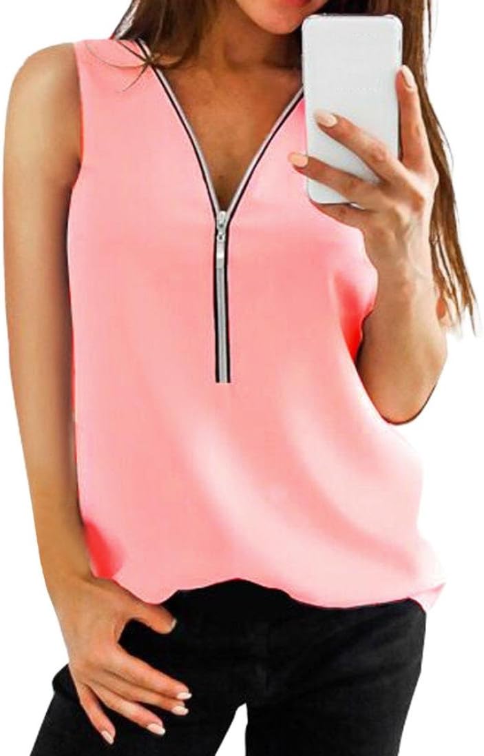 DAYLIN New Women Lady Daily Large Size Soft Zipper Sleeveless Casual Vest Top Blouse Ladies Summer Loose T Shirts Top S~3XL