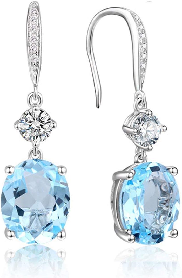 4.95Ct Oval Natural Birthstone Hook Dangle Earrings Hypoallergenic Silver for Women 0.9"