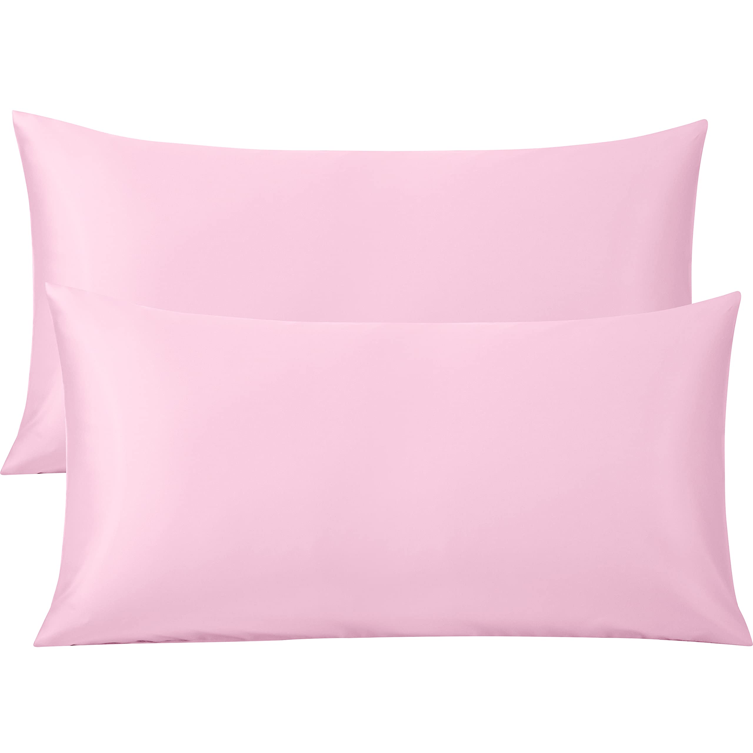 FLXXIE 2 Pack 500 Thread Count 100% Egyptian Cotton Pillowcases, Super Cozy and Breathable King Pillow Cases with Envelope Closure, 50x90 cm, Pink