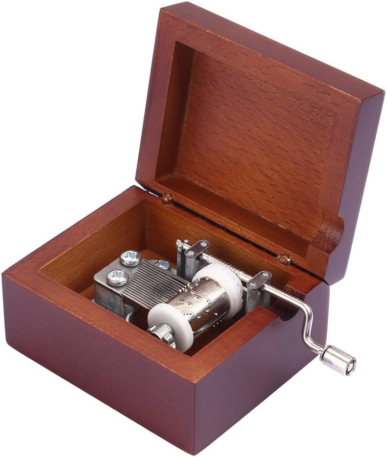 Cuzit Mini Antique Carved Music Box Pirates of the Caribbean 2 Theme Hand Crank Wooden Musical Box Toy - Davy Jones