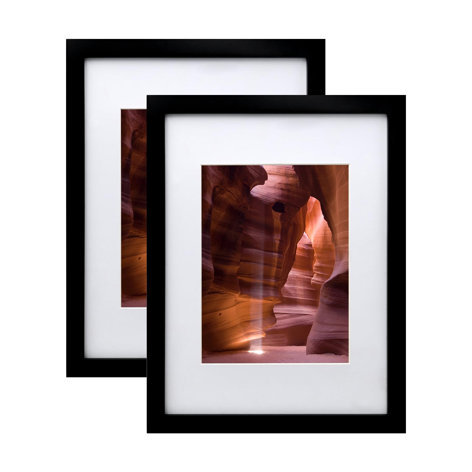 EGOFINE 12x9 Photo Frames Black Set of 2, Wood Picture Frames with Acrylic Glass for Photos 8x6 with Mat or 12x9 without Mat, Tabletop and Wall Mounting Display — image 1