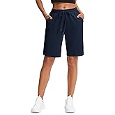 Stelle Women's Cotton Bermuda Shorts 10" Long Knee Length Comfy Sweat Shorts with Deep Pockets Lounge Casual Summer