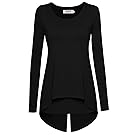 Djt Tee-Shirt Uni Manches Longues Tops T-Shirt Layered pour Femme