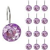 EleCharm 12 Pcs Bling Rhinestones Shower Curtain Hooks Bathroom Rolling Hooks