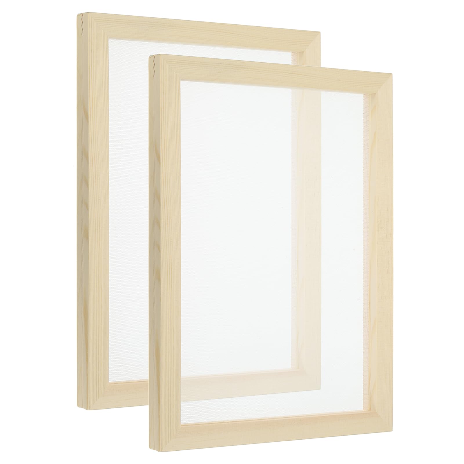 PATIKIL 10"x13" A4 Wooden Paper Making Screen, 2pcs Paper Making Mould Papermaking Mould Deckle Printing Frame for DIY Paper Craft Tool Dried Flower Handcraft, Natural Color