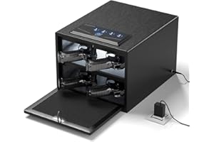 XDeer Biometric Pistol Safe (FCC & California DOJ Certified) - Quick Access Handgun Safe with Fingerprint & Digital Keypad, Secure Home Gun Safe for up to 4 Pistols (No Cleaning Kit)