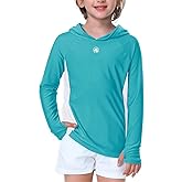 AOBUTE Unisex Kids Long Sleeve Hoodie Rash Guard Boys UPF 50+ Swim Top with Thumb Hole 3-12 Years