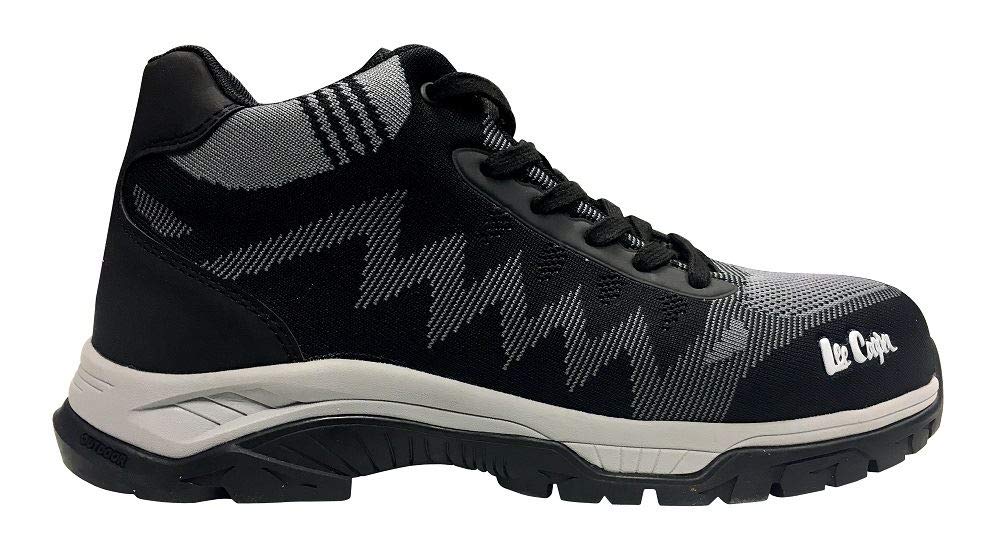 Lee Cooper Workwear Mens Woven Lightweight Protective Steel Toecap Composite Midsole Work Safety Shoe Mid-Cut Trainer S1P / SRA, Black/Grey, 10 UK/44 EU