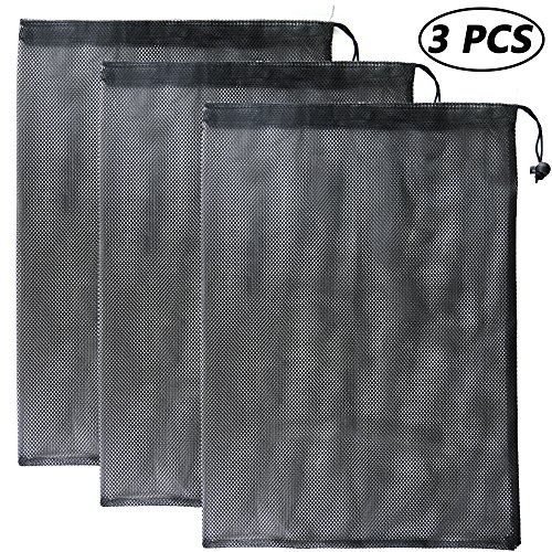 Bignc 3 Pack Mesh Stuff Sack with Cord Lock Closure, Durable Lightweight Nylon Mesh Storage Ditty Bag, Laundry Bag, Golf Ball Bag