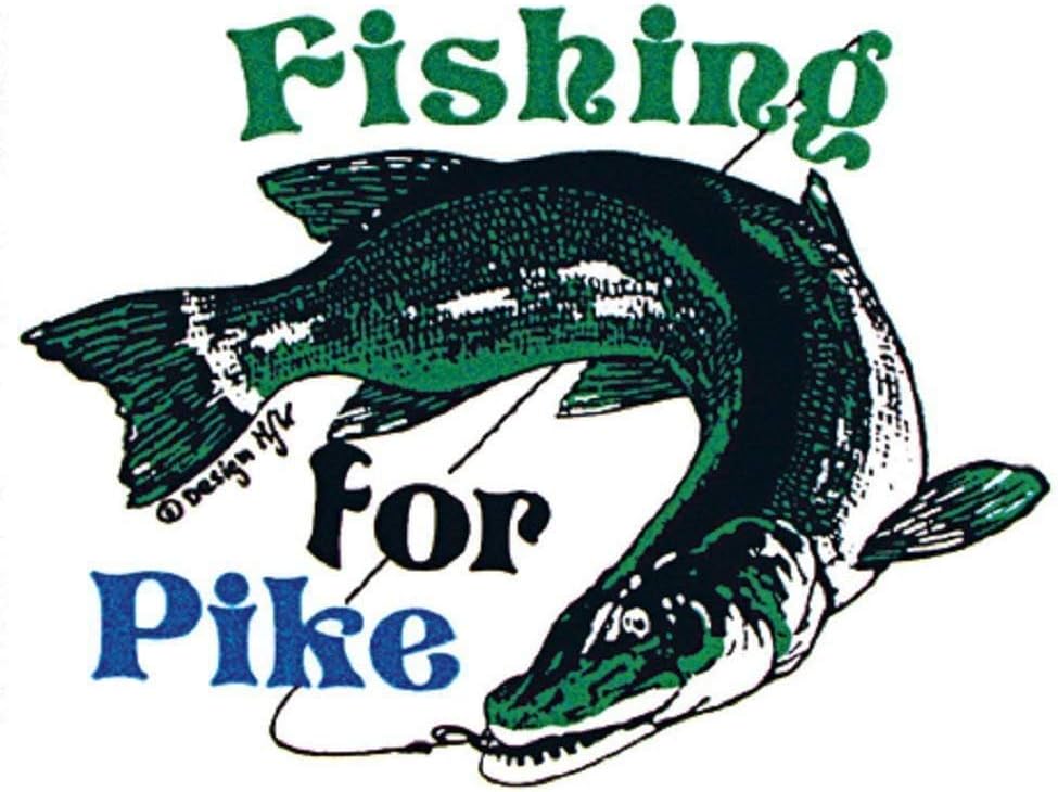 EMBROIDERY Applique "Fishing for Pike" Button To PVC Sticker Size Approximately 9 x 7.5 cm (307128) NEW Sport Fishing Fishing