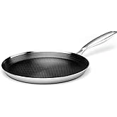 Innerwell Stainless Steel Crepe Pan - 12 Inch Nonstick Crepe Pan, Stainless Steel Honeycomb Coating Pancake Pan, Non Stick Flat Skillet Tawa Dosa Tortilla Griddle Pan, Induction Compatible, PFOA Free