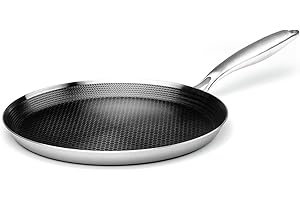 Innerwell Stainless Steel Crepe Pan - 10 Inch Nonstick Crepe Pan, Stainless Steel Honeycomb Coating Pancake Pan, Non Stick Fl