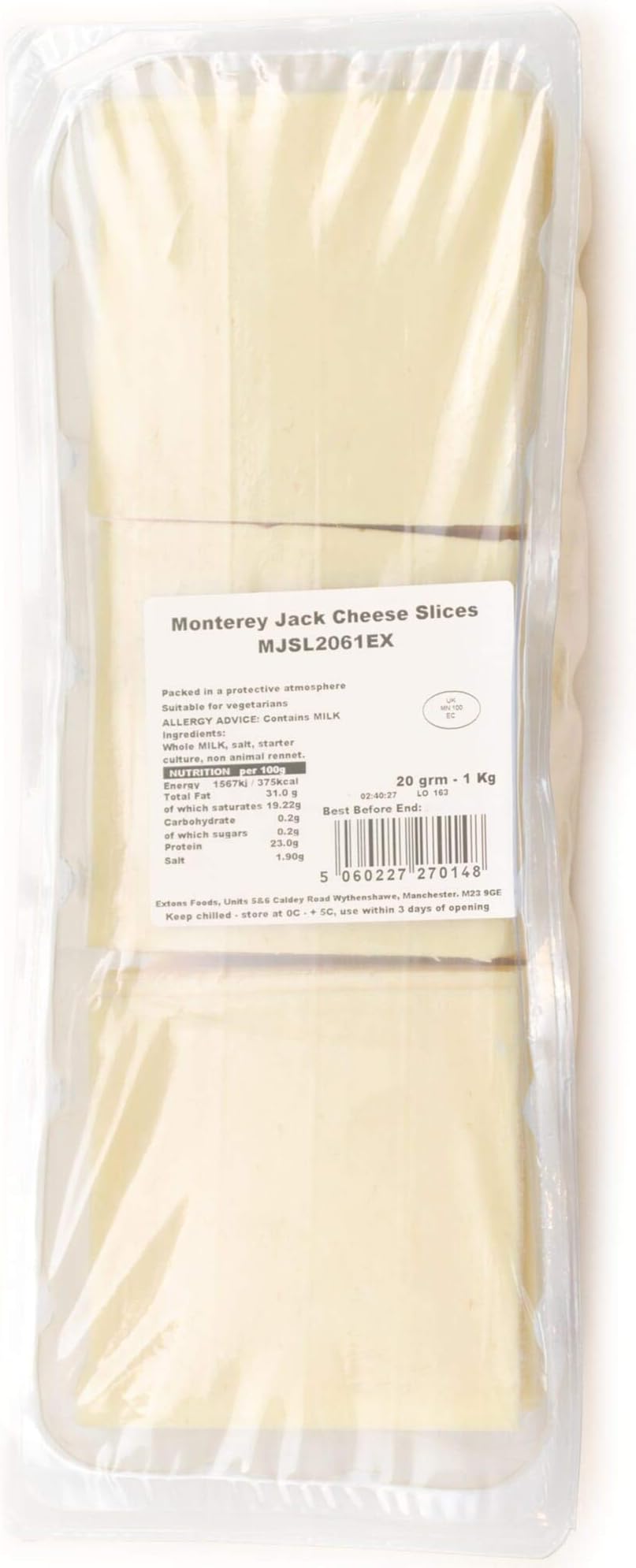 Carron Lodge Monterey Jack Cheese Slices - 6x1kg
