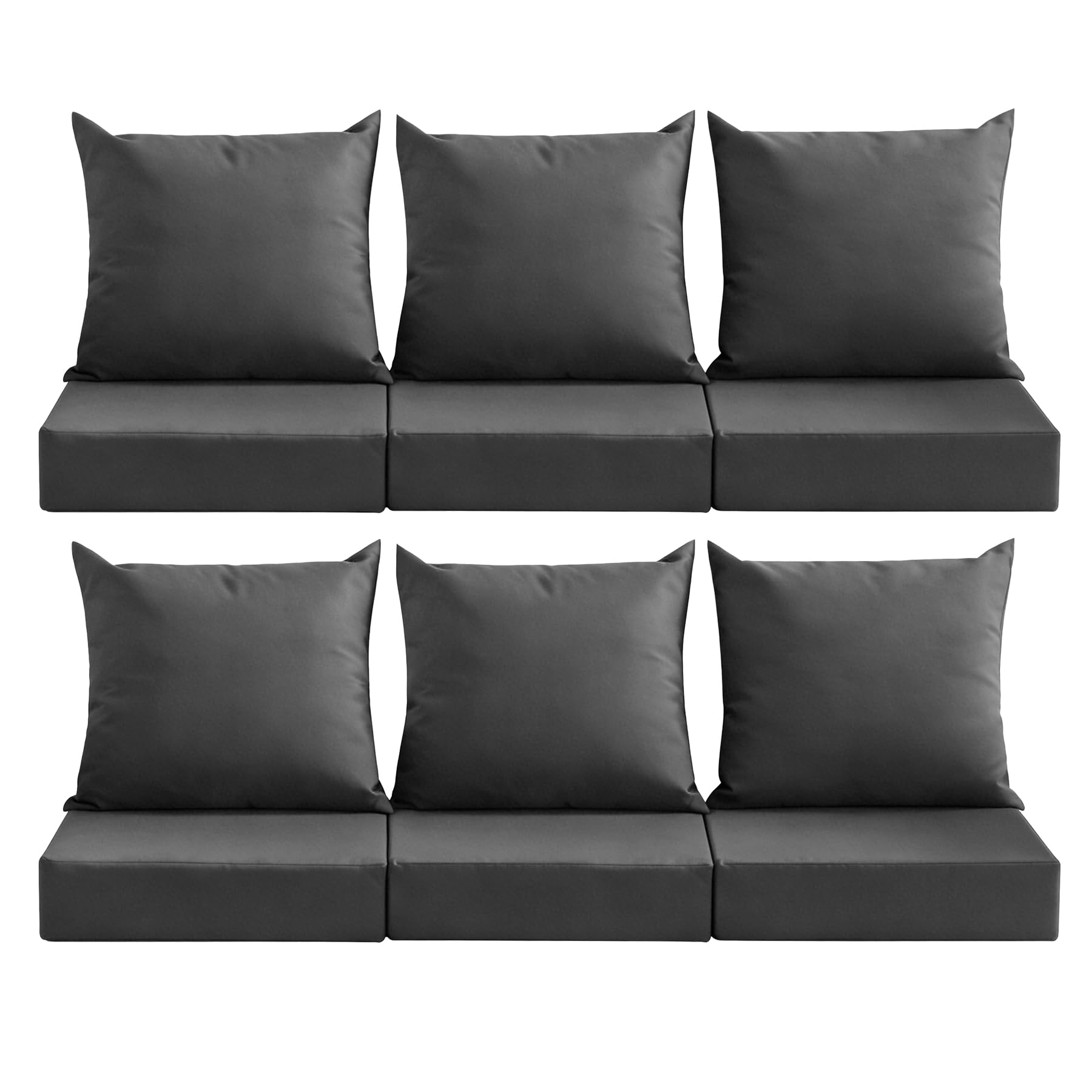 Photo 1 of ***SOME MISSING*MuaMelop Outdoor Deep Seat Cushion Set, 24x24 Inch Water-Resistant & Fade-Resistant Outdoor Chair Cushions, Patio Furniture Cushions with Removable Cover for Patio Chair, Sofa, Dark Grey (Set of 6)