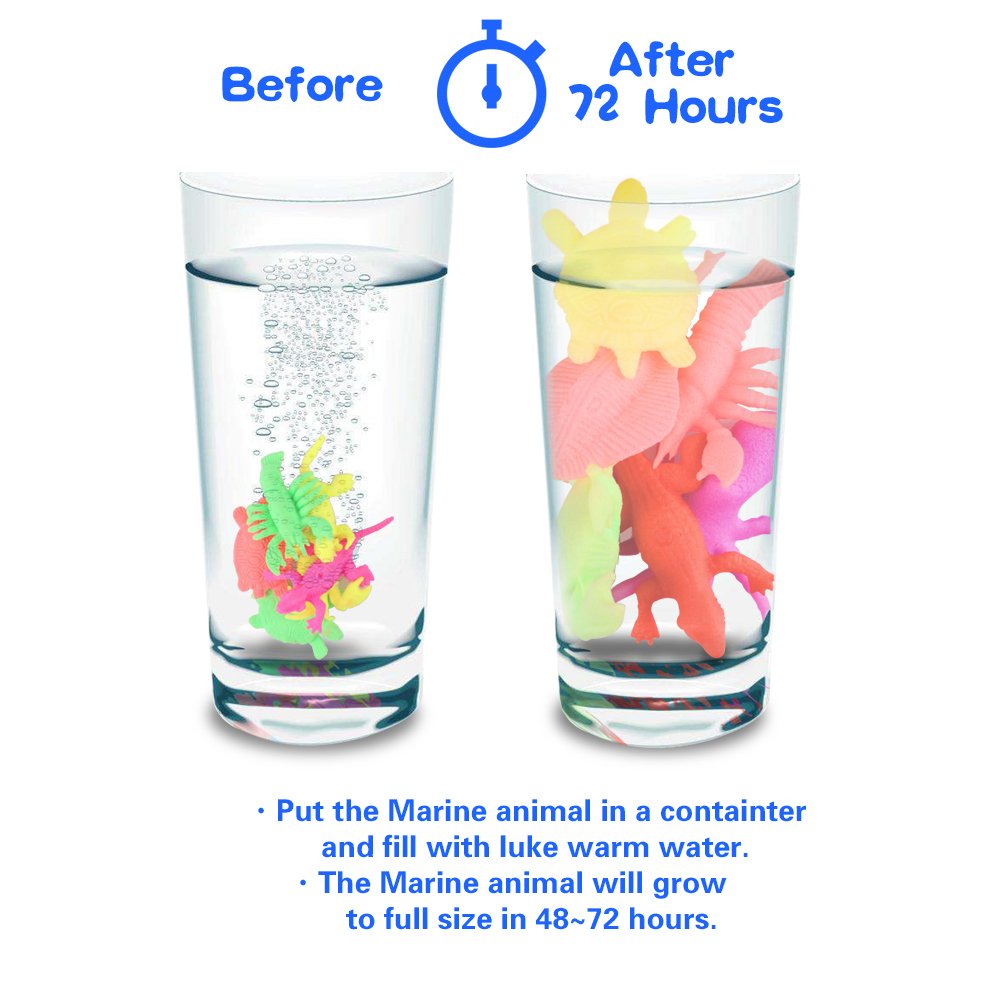 PROLOSO Water Growing Sea Creatures Animals & Water Beads Set | 30Pack + 10000Pcs | Expandable Oceanic Animals Fun In The Bathtub | Educational & Learning Toy For Toddlers Children Boys & Girls Gift