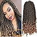FQNing 14inch 8packs Goddess Locs Crochet Hair Light Weight Soft Wavy Curly Ombre Faux Locs Synthetic Brading hair extensions #1B/27
